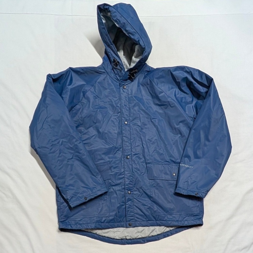 Stearns Dry Wear Men Blue Hooded Rain Jacket Quilted Lining 8204 Medium